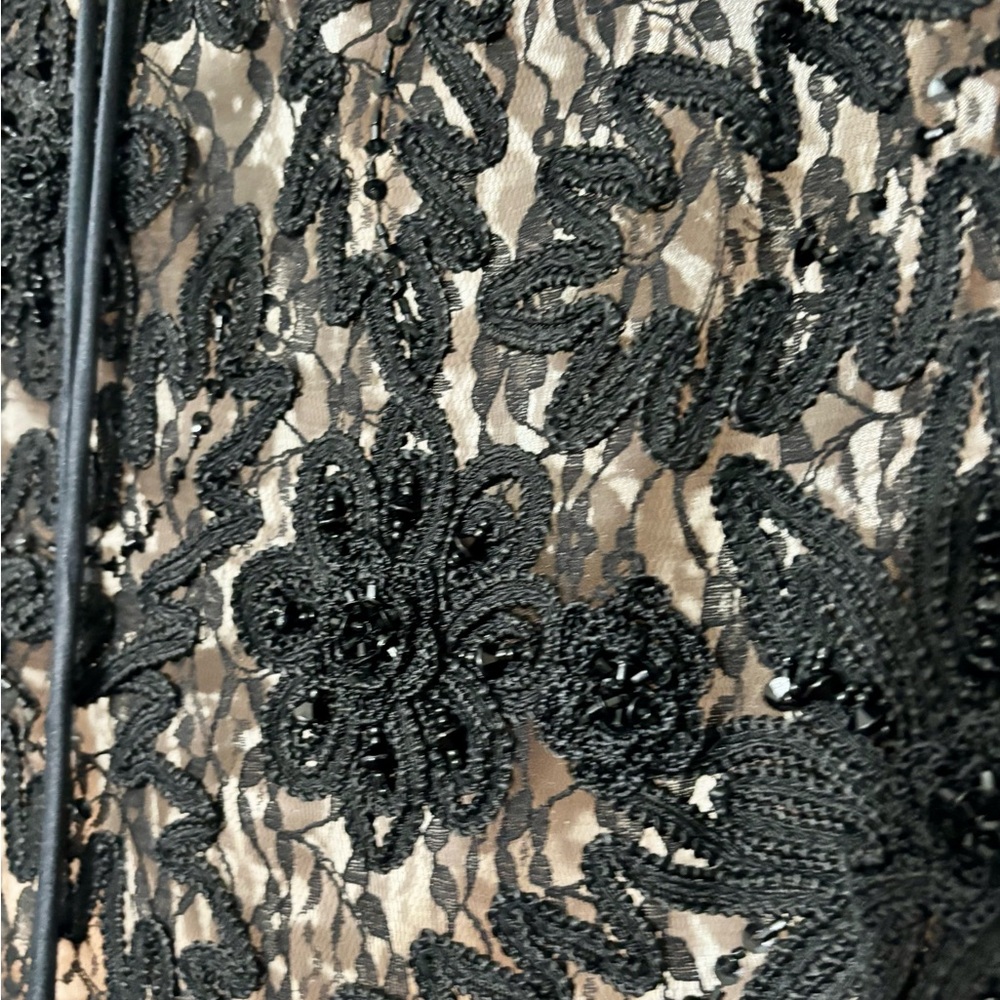 size 2 black lace maxi gown with nude underlay - Picture 9 of 17